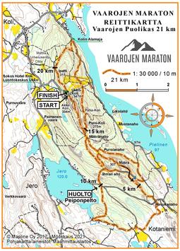 Reittikartta Vaarojen puolikas 21 km